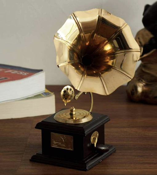 Wooden and Brass Gramophone showpiece